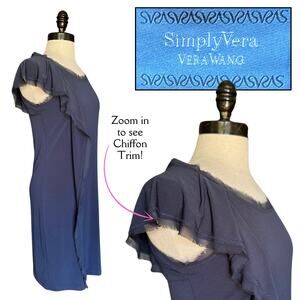 VeraWang Blue Tank Dress ChiffonTrim Fall Spring Summer Office Church Minimalist